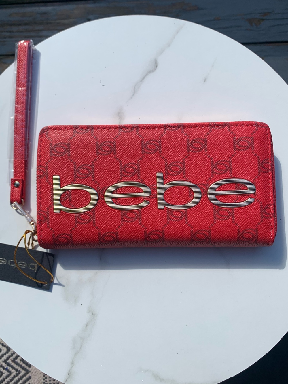 bebe Red Zip-Around Wristlet Wallet